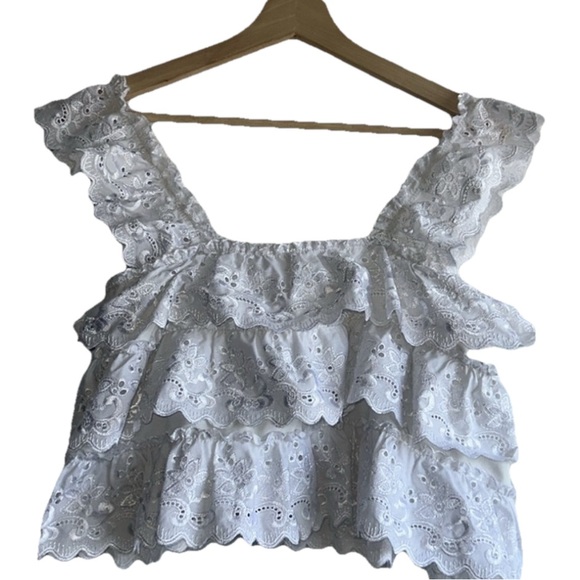 ChouChou White Ruffle Eyelet Tank Sz. M - Picture 1 of 6